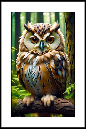 Gamlı Baykuş Digital Art ( ÇERÇEVESİZ - ÇERÇEVE YOKTUR ) ( ULTRA HD ) FOLYO AFİŞ - POSTER