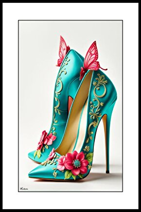 Çiçekli Ayakkabı Digital Art ( ÇERÇEVESİZ - ÇERÇEVE YOKTUR ) ( ULTRA HD ) FOLYO AFİŞ - POSTER