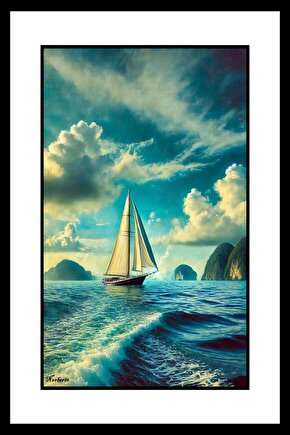 Kayalık Yolunda Gemi Digital Art ( ÇERÇEVESİZ - ÇERÇEVE YOKTUR ) ( ULTRA HD ) FOLYO AFİŞ - POSTER