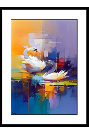 Kuğular Digital Art ( ÇERÇEVESİZ - ÇERÇEVE YOKTUR ) ( ULTRA HD ) FOLYO AFİŞ - POSTER