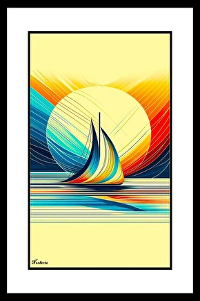 Günbatımı Küçük Yelken Digital Art ( ÇERÇEVESİZ - ÇERÇEVE YOKTUR ) ( ULTRA HD ) FOLYO AFİŞ - POSTER