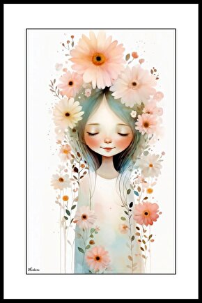 Çiçekçi Kız Digital Art ( ÇERÇEVESİZ - ÇERÇEVE YOKTUR ) ( ULTRA HD ) FOLYO AFİŞ - POSTER