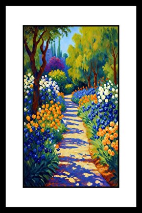 Çiçekli Yol Digital Art ( ÇERÇEVESİZ - ÇERÇEVE YOKTUR ) ( ULTRA HD ) FOLYO AFİŞ - POSTER