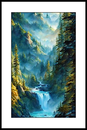 Çağlayan Manzarası Digital Art ( ÇERÇEVESİZ - ÇERÇEVE YOKTUR ) ( ULTRA HD ) FOLYO AFİŞ - POSTER