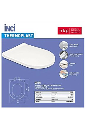 Nkp İnci Thermoplast Amortisörlü Klozet Kapağı Tak Çıkart