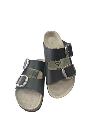 Kadın  Ortopedik Tabanlı Terlik Çift Bantlı Tokalı Günlük Rahat Ev & Dışarı Terliği