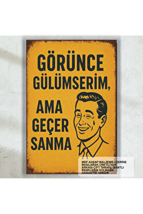 Geçer Sanma Laf Sokma Atarlı Sözler Komik Duvar Yazıları Retro Ahşap Poster Tablo