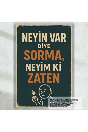 zaten neyim ki komik esprili atarlı sözler duvar yazıları retro ahşap poster tablo
