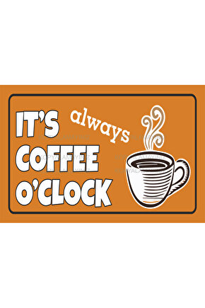 kahve saati ev mutfak kafe bar dekorasyon tablo plaka retro ahşap poster