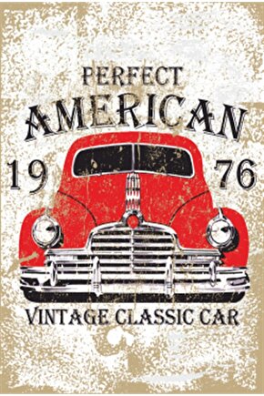 Amerika 1976 Klasik Araba Retro Ahşap Poster