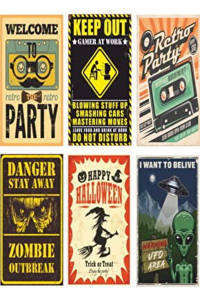 6lı Retro Ahşap Poster Seti-8