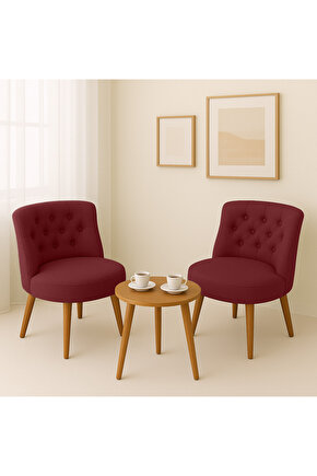 İkili Berjer Koltuk Kırmızı - Çay Seti Koltuk Takımı