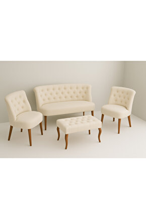 Kutay Çay Seti Koltuk Takımı - Krem