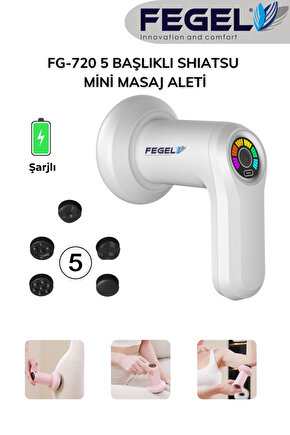FG-720 Shiatsu 5 Başlıklı Masaj Aleti,6 Hız Kademeli, Yağ Yakımını Destekleyen Tüm Vücut Masaj