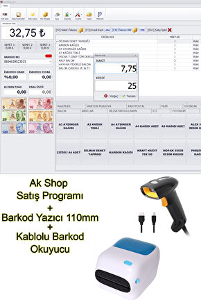 Barkod Satış Sistemi & Market Programı & Barkod Yazıcı & Kablolu Barkod Okuyucu