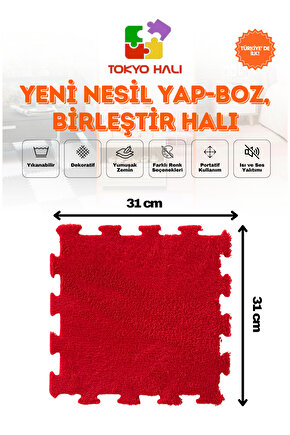 Kırmızı Peluş Puzzle Halı, Kendi Tasarımını Oluştur, Yapboz Halı, Peluş Halı