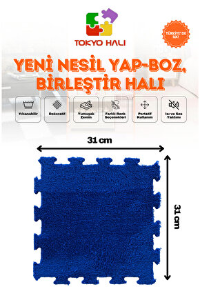 Mavi Peluş Puzzle Halı, Kendi Tasarımını Oluştur, Yapboz Halı, Peluş Halı
