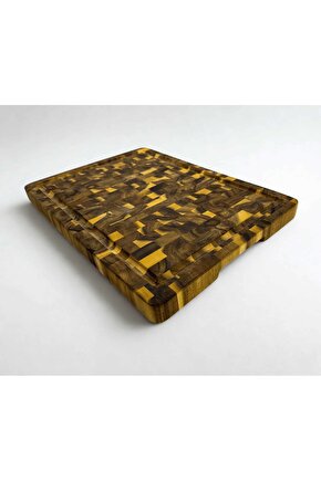 Akasya Kesme Tahtası XLarge Boy ENDGRAIN 40x32x3 cm Masif Ahşap Doğrama tahtası Sunum Tahtası