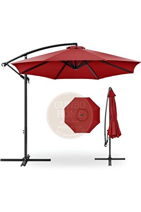 3 Mt 8 Kaburga Full Demir 21 Kg KIRMIZI Bahçe Şemsiyesi