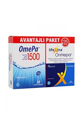 Omepa 1500 30 Kapsül + Lifextra Onhepa 30 Kapsül - Avantajlı Paket
