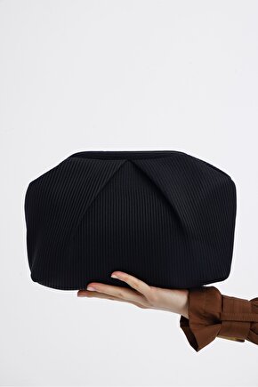 Heybes Kadın Siyah Piliseli Clutch El Çantası