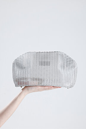 Heybes Kadın Beyaz Petek Desenli Şeffaf Clutch El Çantası