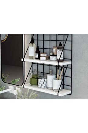 İKİLİ AKŞAP RAFLI METAL DUVAR DEKORASYON PANOSU