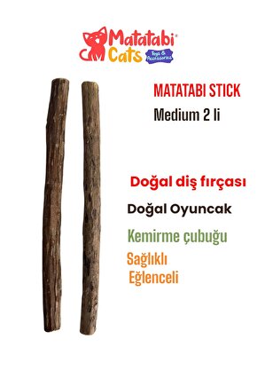 Stick Medium Doğal Kedi Çiğneme Çubuğu, Kedi Oyuncağı 2li (kedi Otunanesi Değildir)
