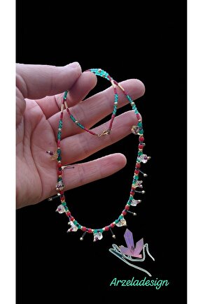 Dogal Tas 925 Ayar Gümüş Kolye 2mm Mercan Sitrin Akik Gümüş