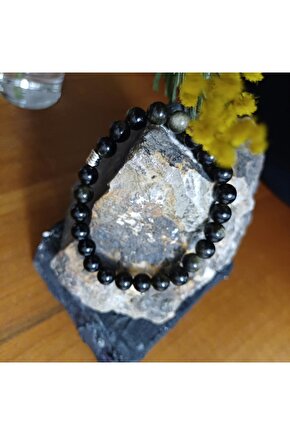 Doğal Taş OBSİDYEN BİLEKLİK 8mm ERKEK KADIN