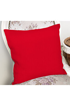 Duck Keten 43X43 Kırlent Kılıfı 2LiKIRMIZI RENGİ Fermuarlı EVTEX