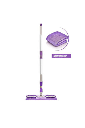 Yer Mopu Fayans Duvar Yüzey Temizlik Mikrofiber Mandallı Teleskopik Mop 1 Adet Yedek Bez Hediyeli