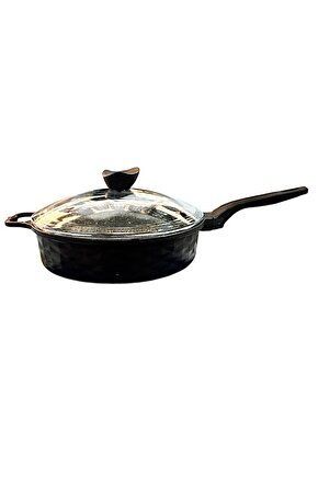 Döküm Granit Cam Kapaklı Tava