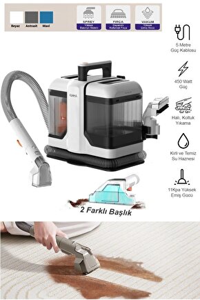 Çift Hazneli Çok Amaçlı Koltuk ve Halı Yıkama Makinesi Beyaz Aspt-01