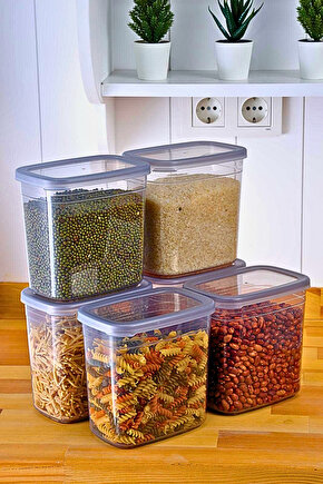 6 Adet 12 Parça Dikdörtgen 2 Litre Erzak Bakliyat Saklama Kabı Çeyiz Seti 20 Etiket Hediyeli