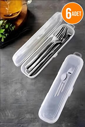 6 Adet - Kaşık Çatal Bıçak Takımı Saklama Kutusu - Makyaj ve Kalemlik Şeffaf
