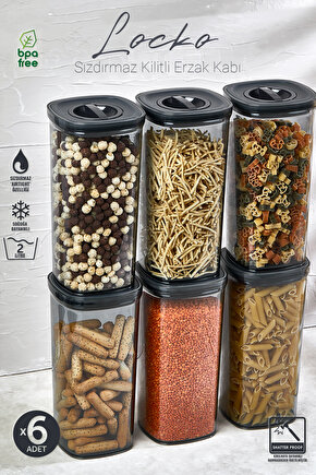 6x Adet Füme Locko Vakumlu Sızdırmaz Saklama Kabı 2LT & Erzak Kabı