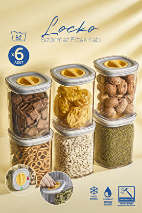 6x Adet Şeffaf Locko Sızdırmaz Saklama Kabı 1,4LT & Erzak Kabı