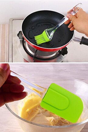 2li Silikon Spatula Ve Yumurta Fırçası Seti Yanmaz Yapışmaz
