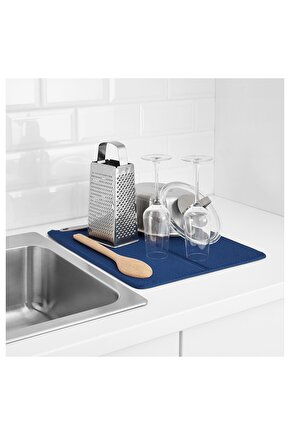Bulaşık Pedi Uzunluk: 44 Cm İkea Bulaşık Kurutma Örtüsü Bulaşıklık Altı Mavi Polyester