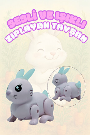 Oyuncak Hareketli Pilli Müzikli Ve Işıklı Sevimli Zıpzıp Tavşan Kuyruk ve Kulağı Hareketli