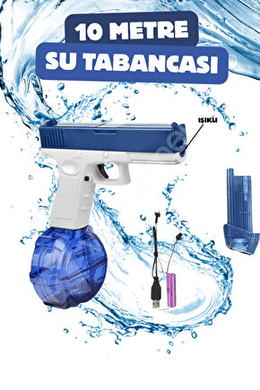 8-10 Metre Su Atan Işıklı 550ml ve 150ml Kapasiteli Su Silahı Otomatik Şarjlı Güçlü Su Tabancası