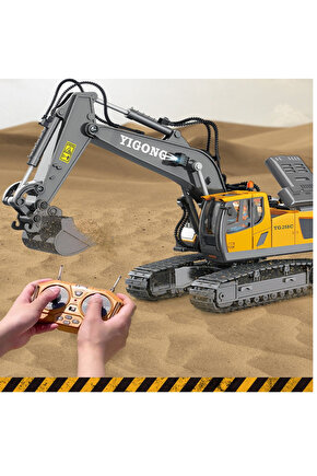 Oyuncak Uzaktan Kumandalı 2.4 Ghz Sesli Işıklı Metal Bulldozer Ekskavatör Kamyon İş Makineleri