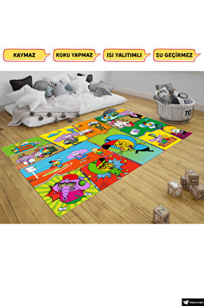 100 x 75 Cm Lisanslı Kral Şakir, Kaymaz ve Kolay Temizlenebilir Oyun Halısı - Antibakteriyel Halı