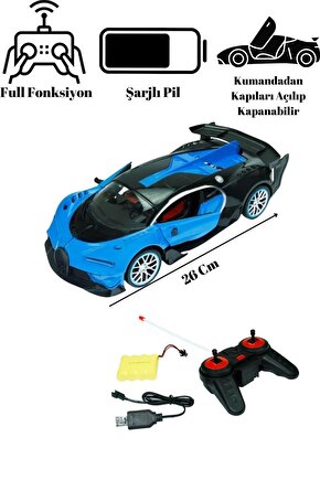 Oyuncak Uzaktan Kumandalı Şarjlı Işıklı Yarış Arabası Kapıları Açılıp Kapanabilen 1:14 26 cm