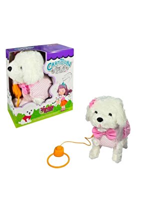 Nessiworld Pft-b025 Peluş Tasmalı Yürüyen Pembe Fiyonklu Köpek -vardem