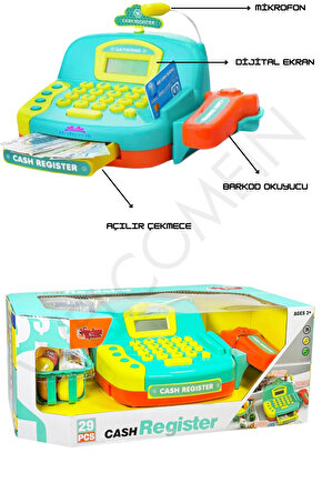 Oyuncak Işıklı Hesap Makinalı Mikrofonlu Yazarkasa 29 Parça