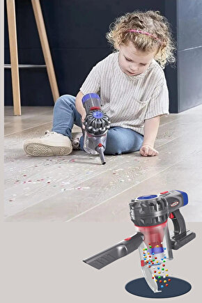 Pilli Sesli 35 Cm Model Tutmalı Elektrik Süpürgesi 2ın1 Oyuncak Süpürge
