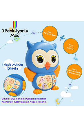 Bebekler için Oyuncak Işıklı ve Müzikli Baykuş Bebek Piyanosu