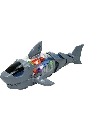 Müzikli Sesli Işıklı Şeffaf Robot Köpek Balığı